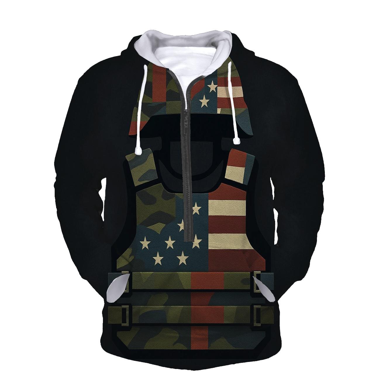 Camouflage And Stripes Armor Mosaic printed hoodies