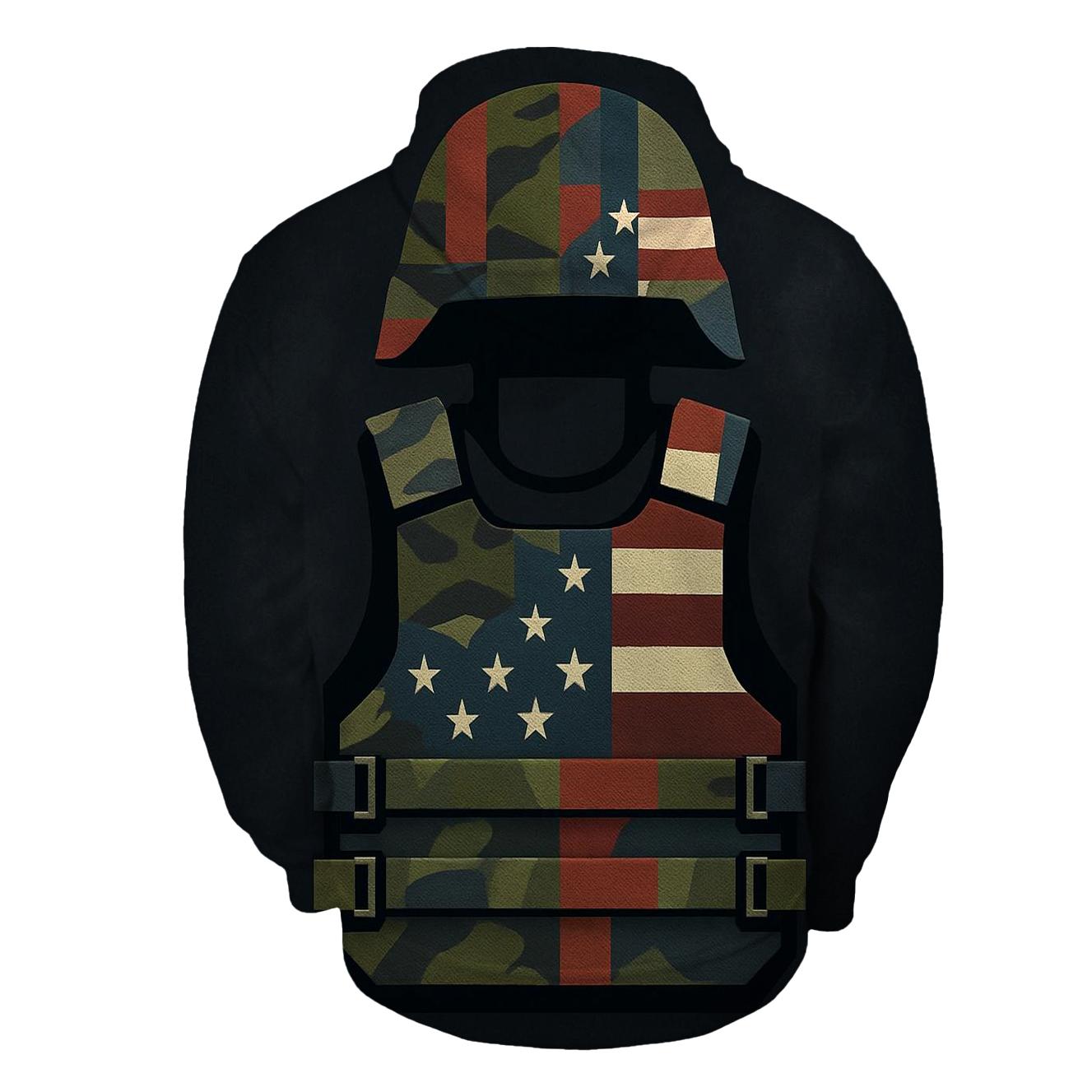 Camouflage And Stripes Armor Mosaic printed hoodies