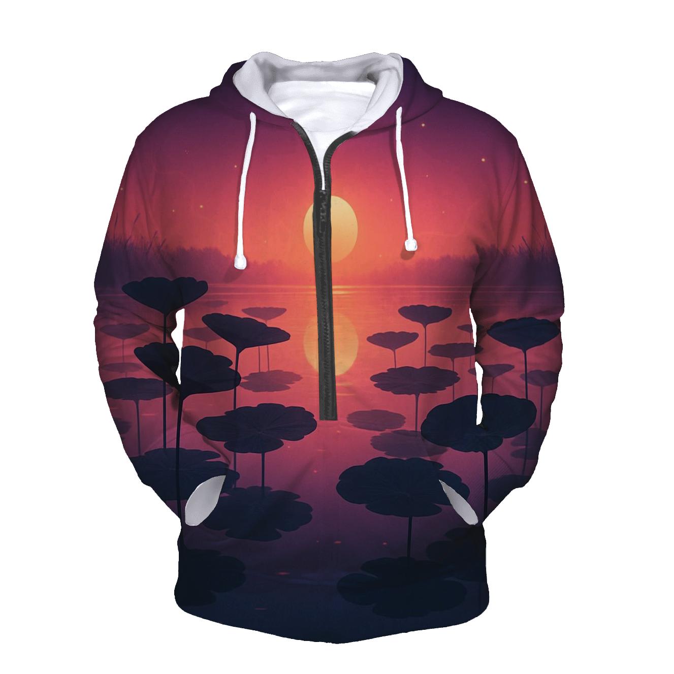 Indigo Lotus Lake Sunset lightweight hoodies