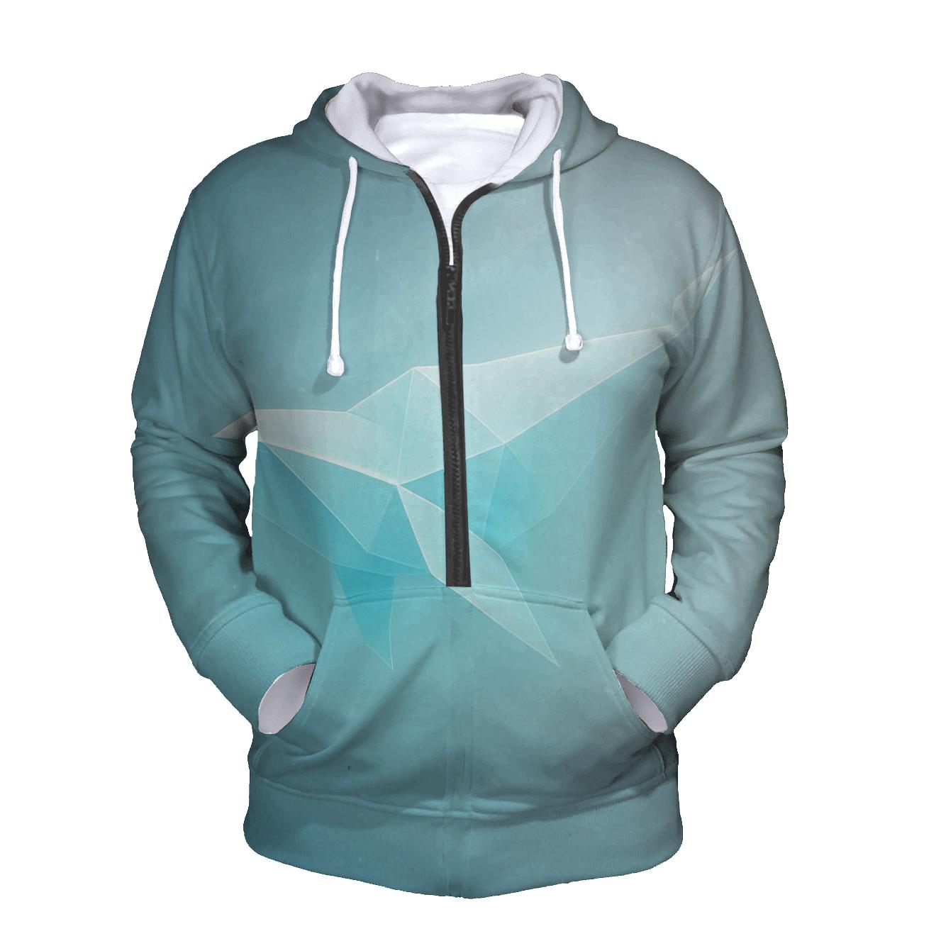 Glacier Light Origami zip-up hoodies