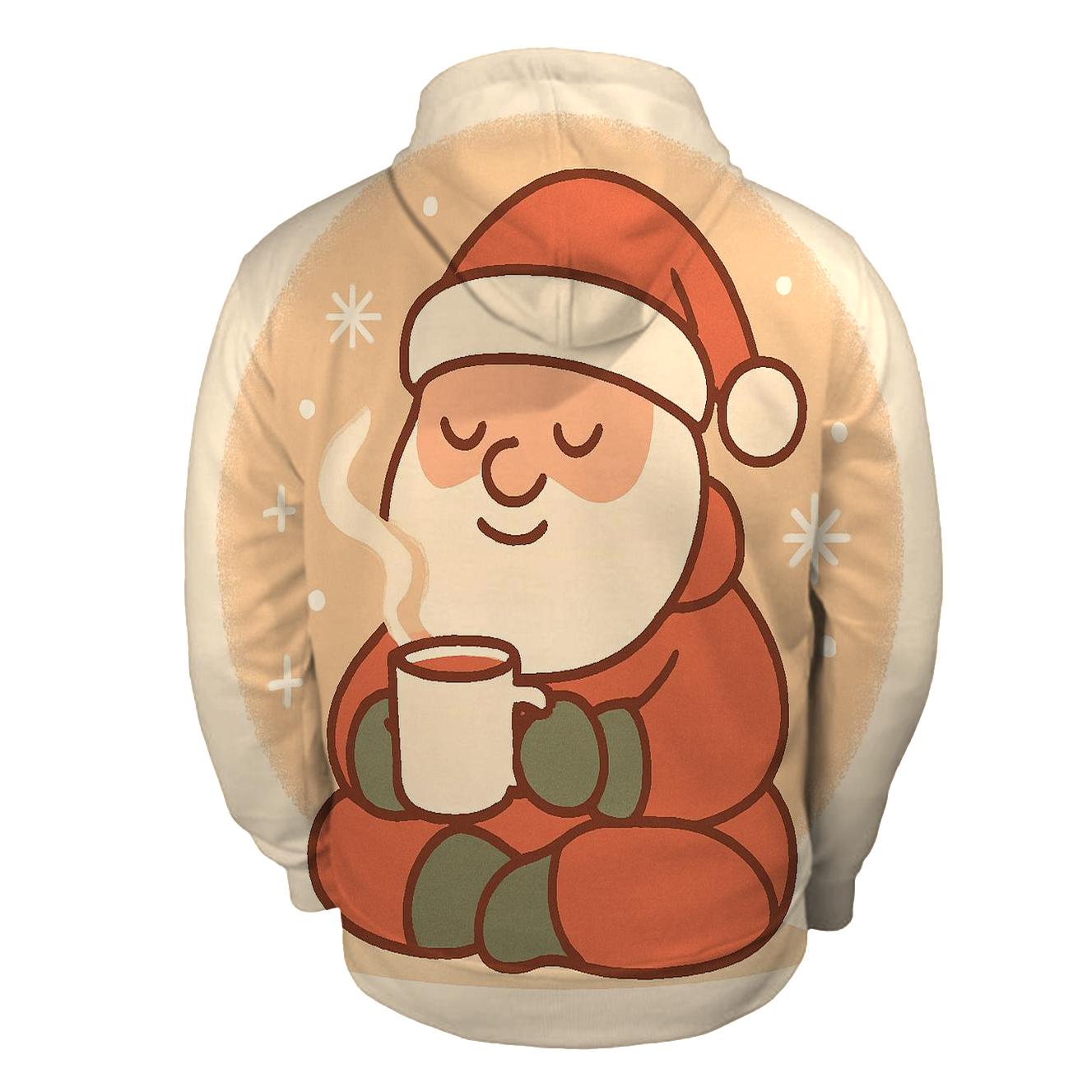 Minimal Cozy Santa Mug Moment printed hoodies
