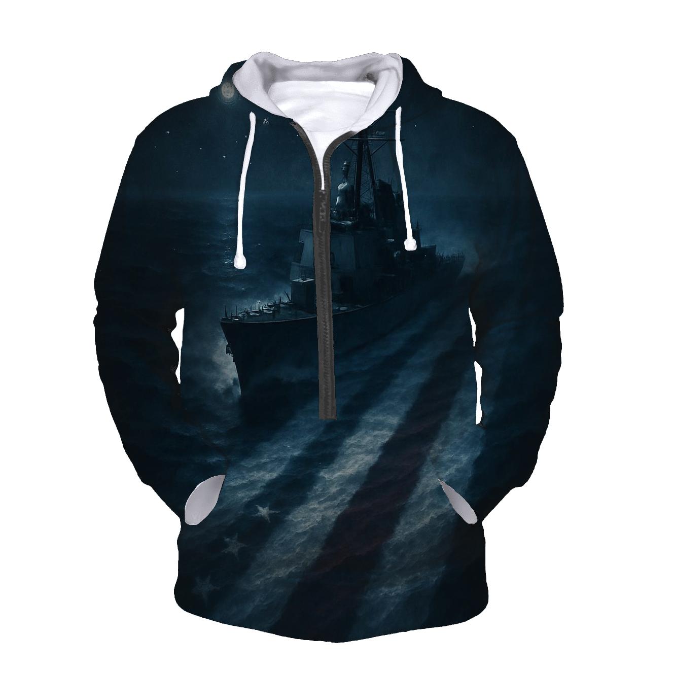 Naval Wake Carving Flag In Moonlight designer hoodies