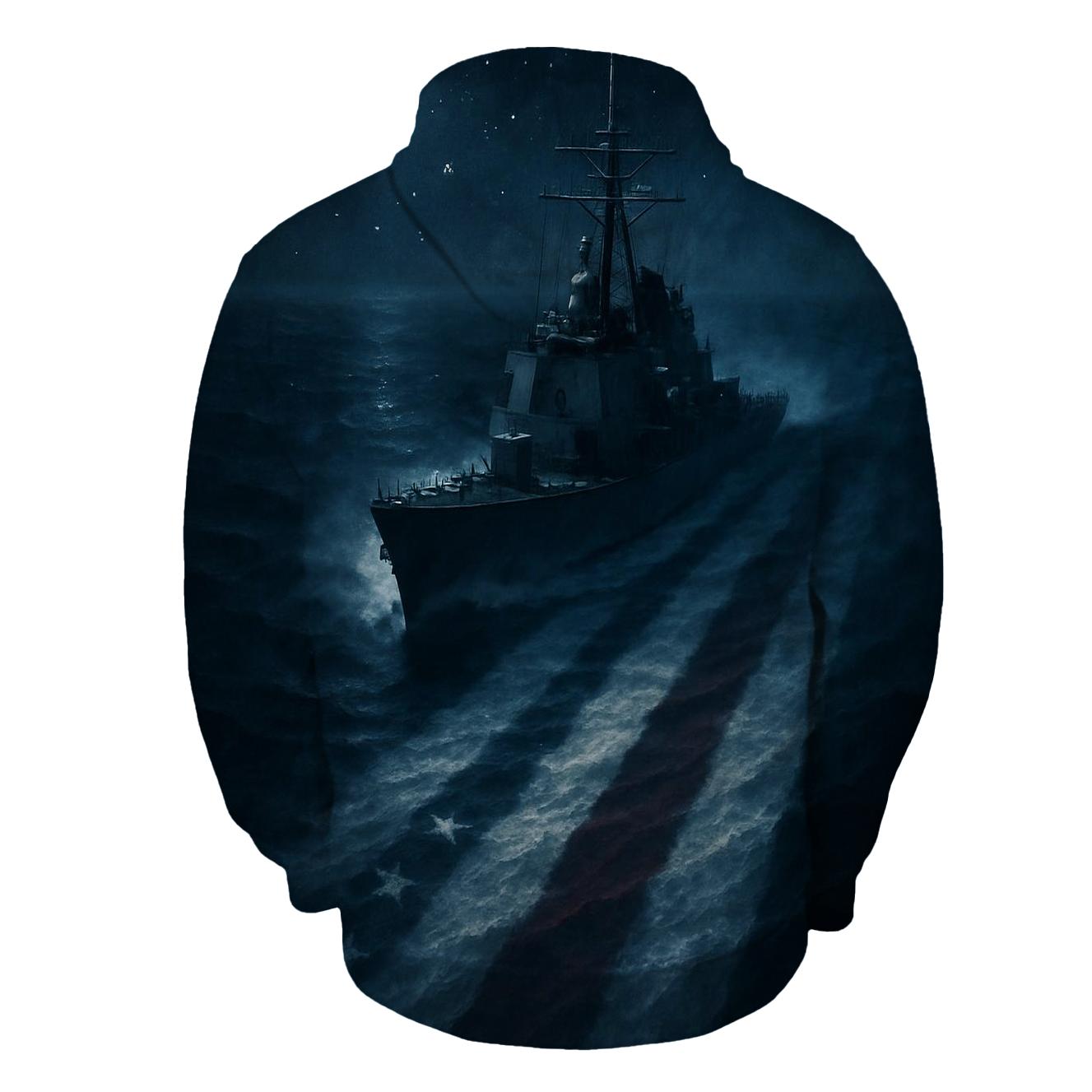 Naval Wake Carving Flag In Moonlight designer hoodies
