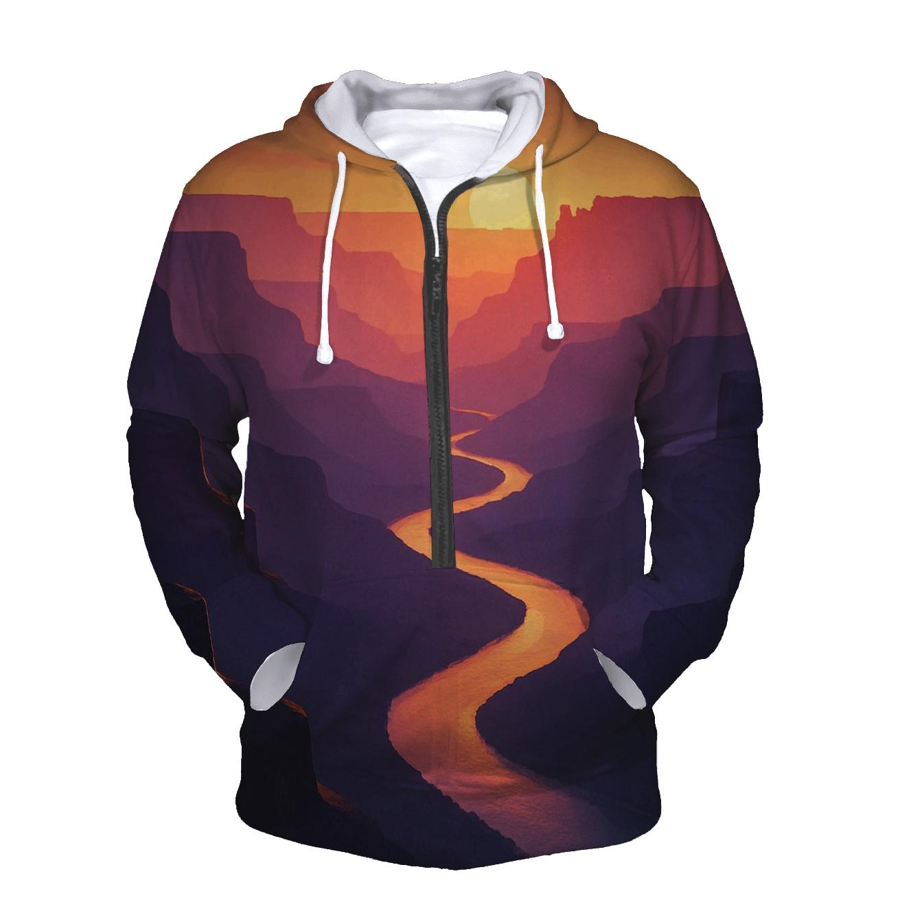 Sunset Canyon Ribbon River zip-up hoodies
