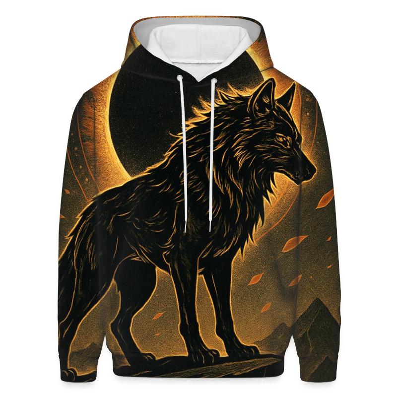 Saffron Eclipse Sentinel Wolf premium hoodies