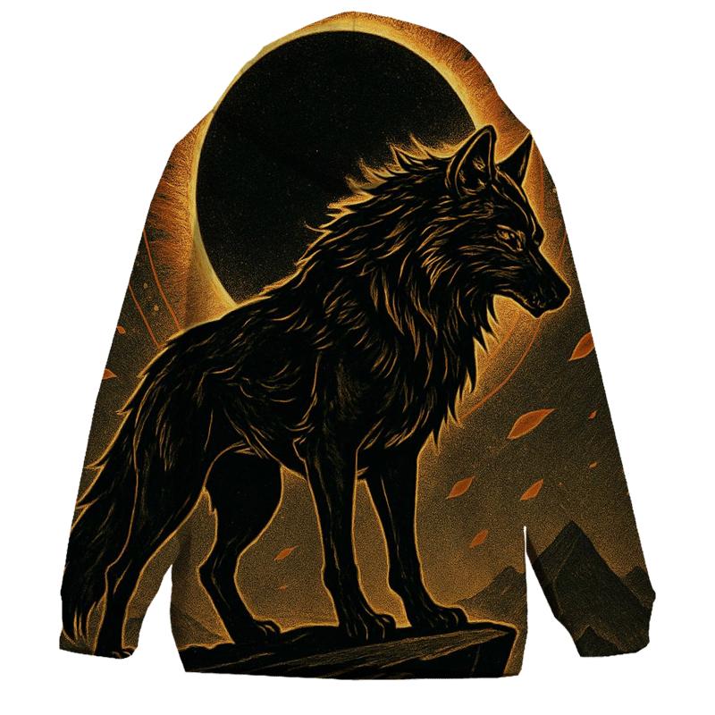 Saffron Eclipse Sentinel Wolf premium hoodies