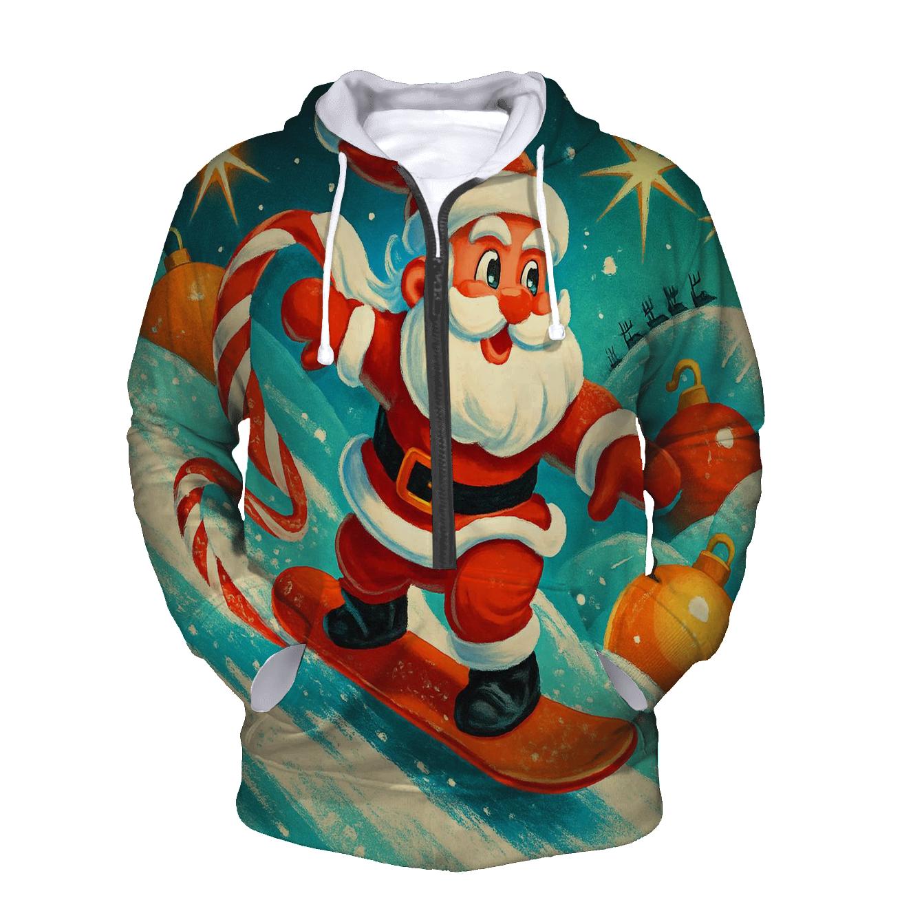 Santa Snowboard Through Candy Comet Trail hoodie styles