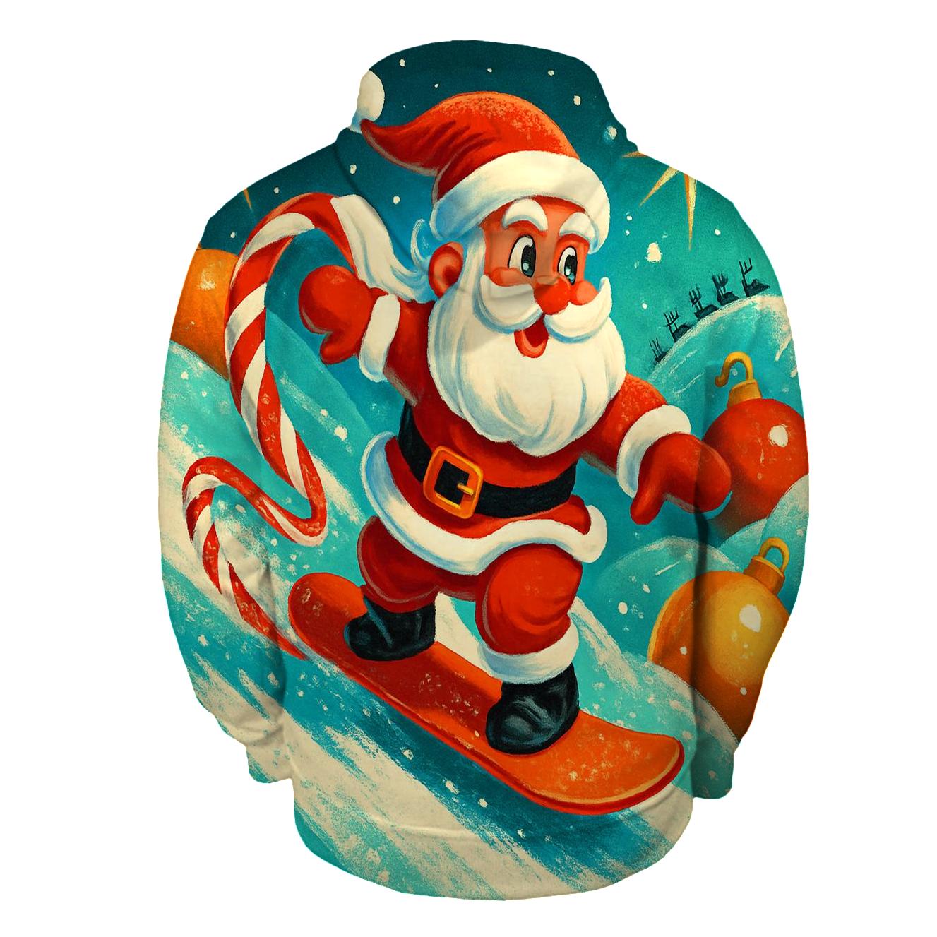 Santa Snowboard Through Candy Comet Trail hoodie styles
