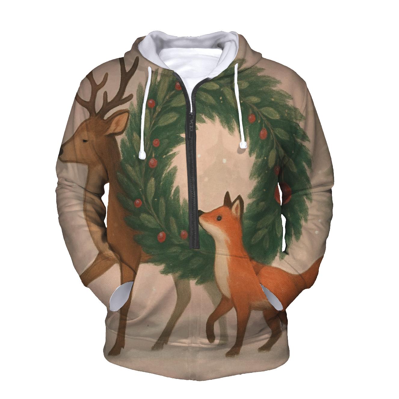 Winter Wildlife Wreath Parade embroidered hoodies