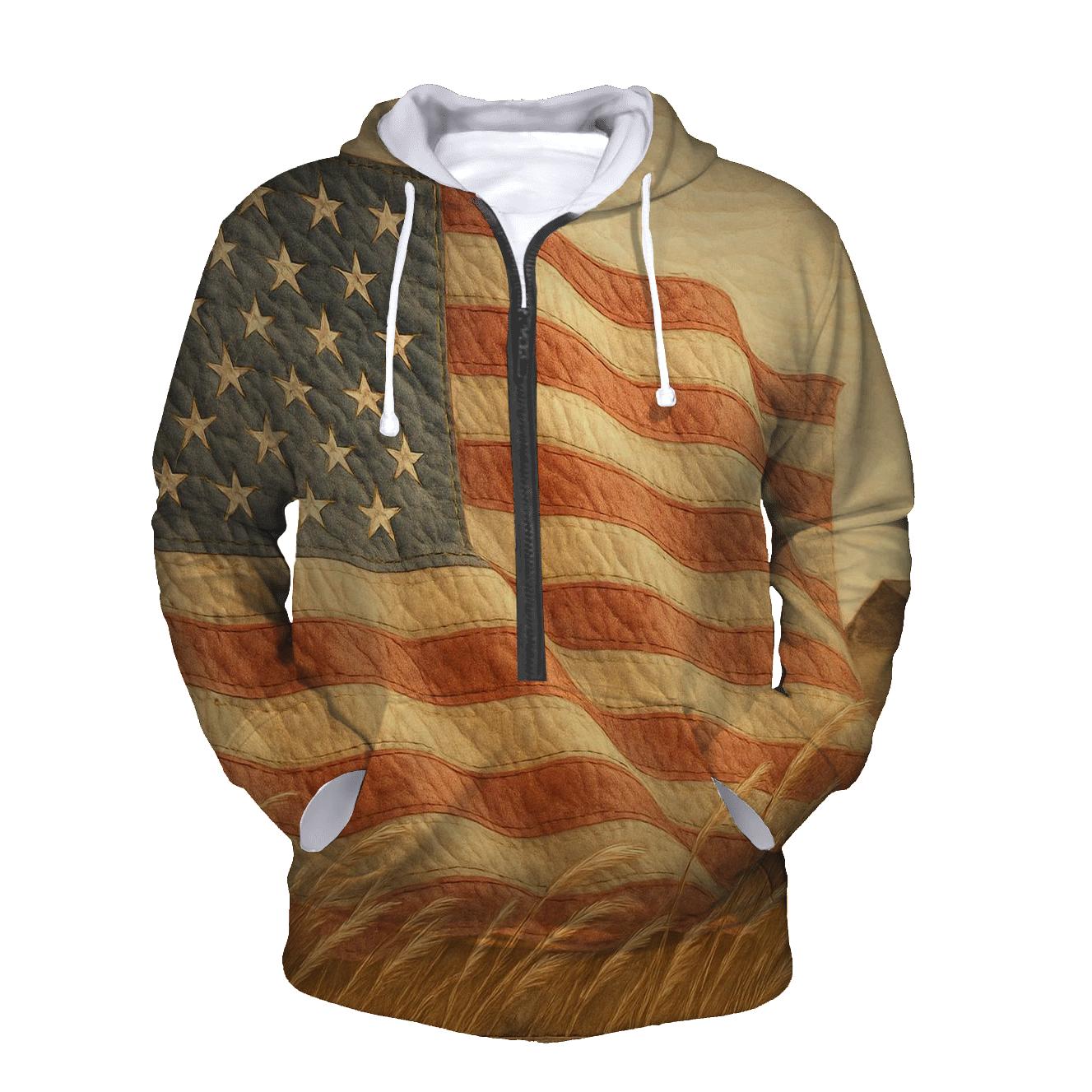 Prairie Wind Quilted Flag printed hoodies
