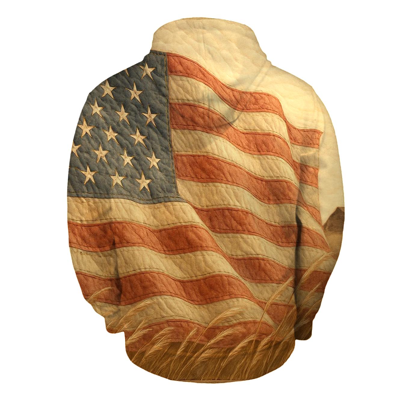 Prairie Wind Quilted Flag printed hoodies