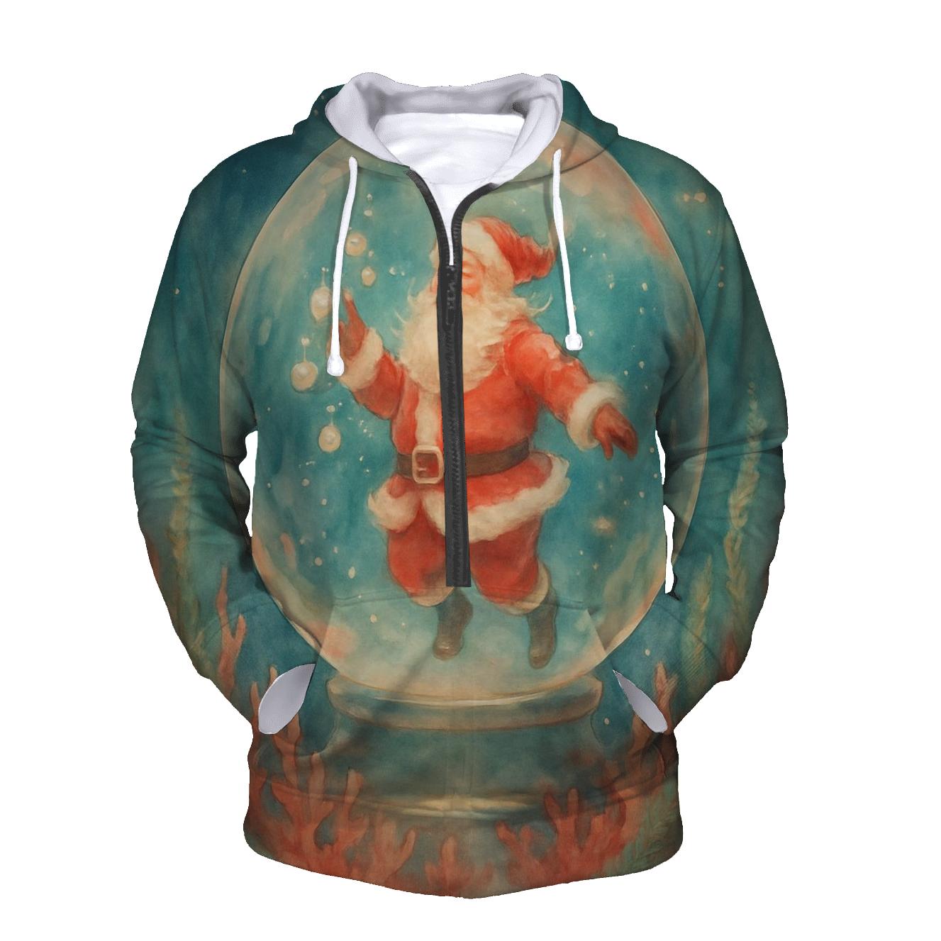 Undersea Santa In Coral Snowglobe designer hoodies