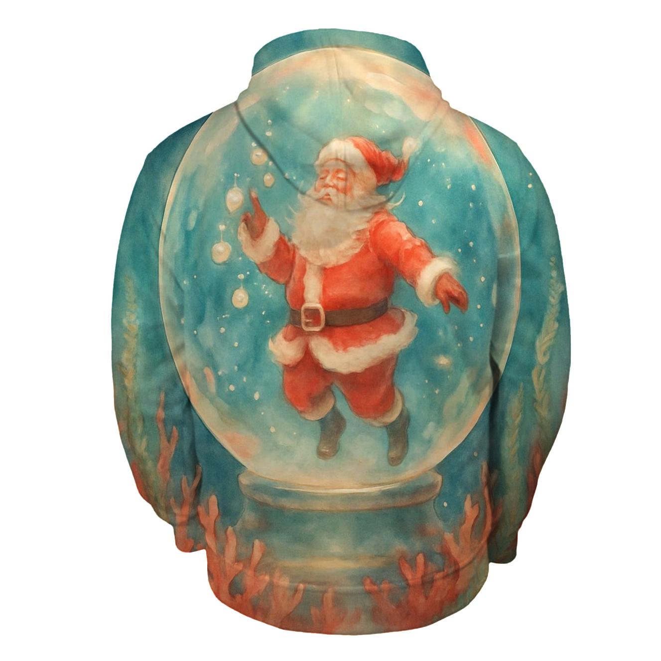 Undersea Santa In Coral Snowglobe designer hoodies