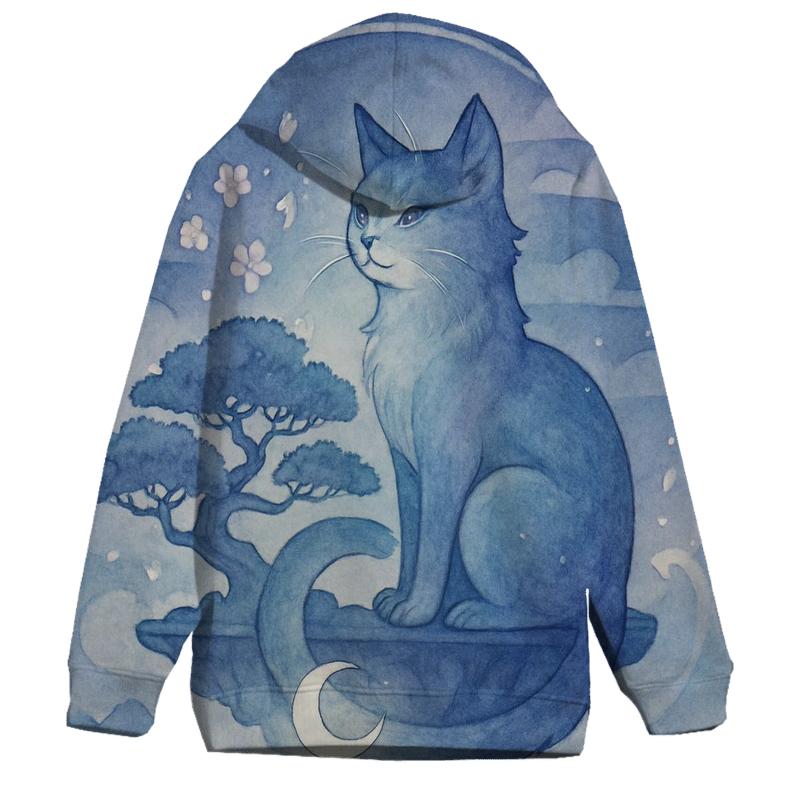 Lunar Bonsai Guardian Cat printed hoodies