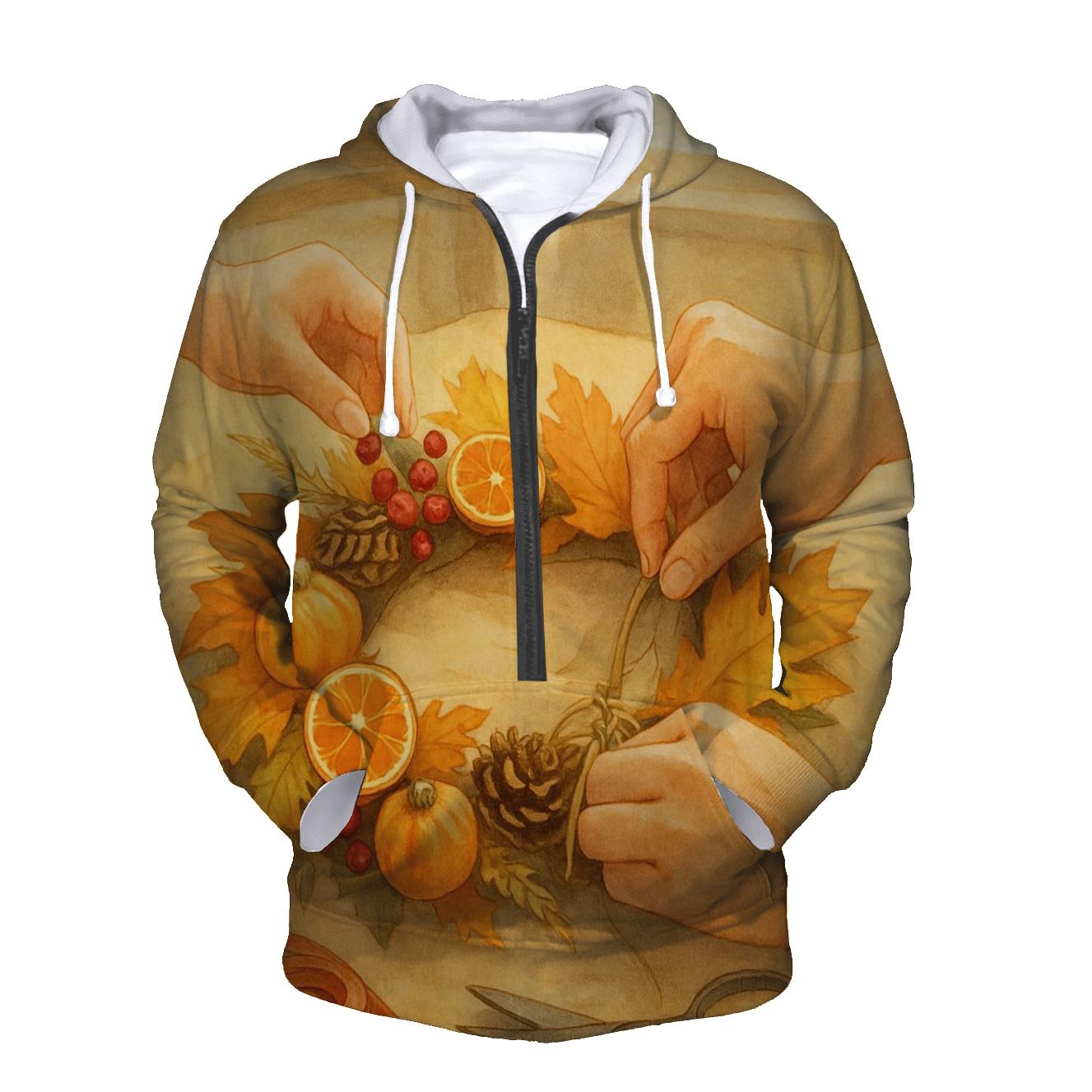 Autumn Wreath Workshop Tabletop zip-up hoodies