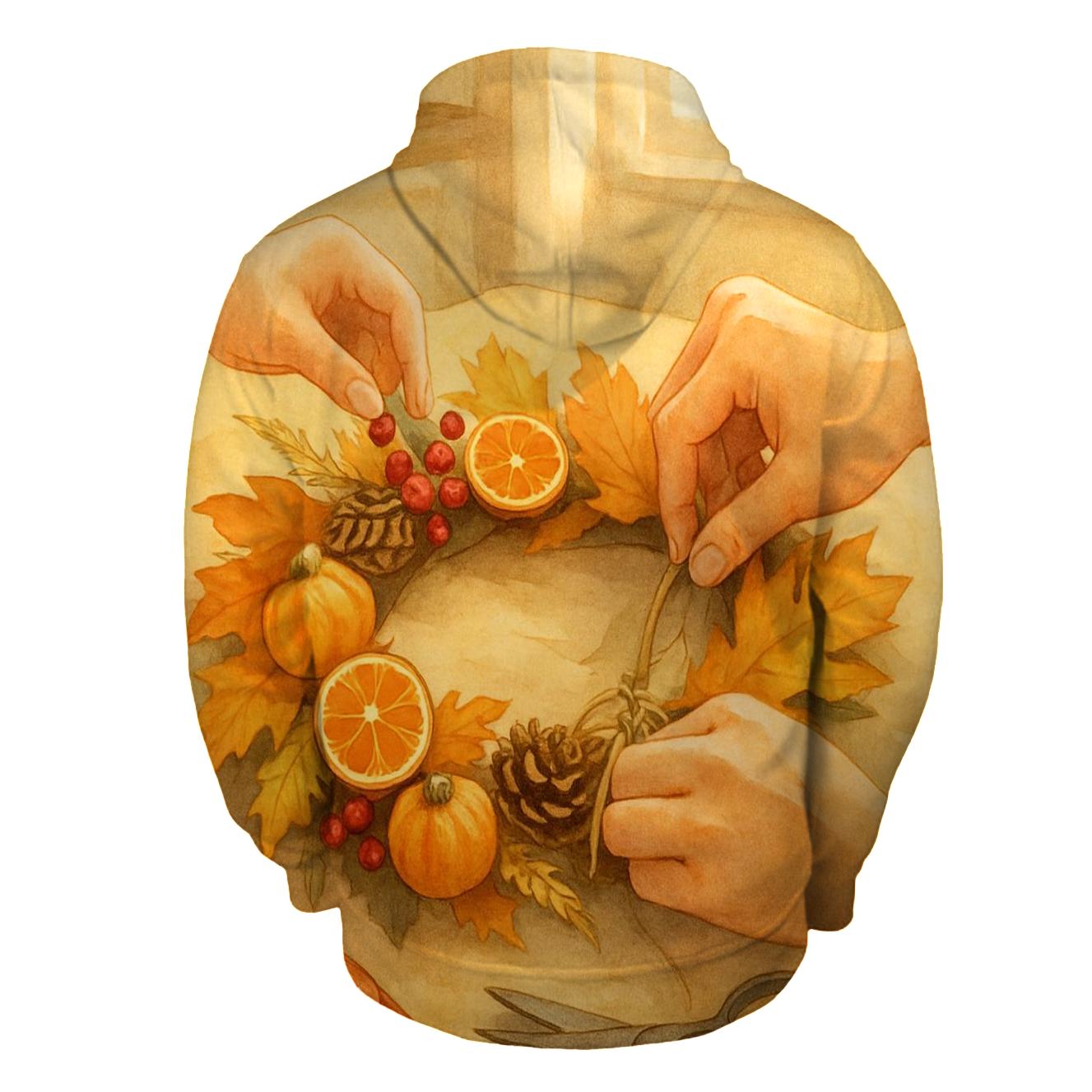 Autumn Wreath Workshop Tabletop zip-up hoodies