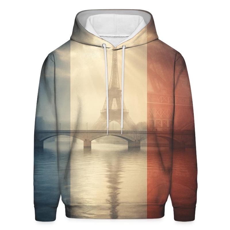 Cinematic Tricolor France Over River designer hoodies