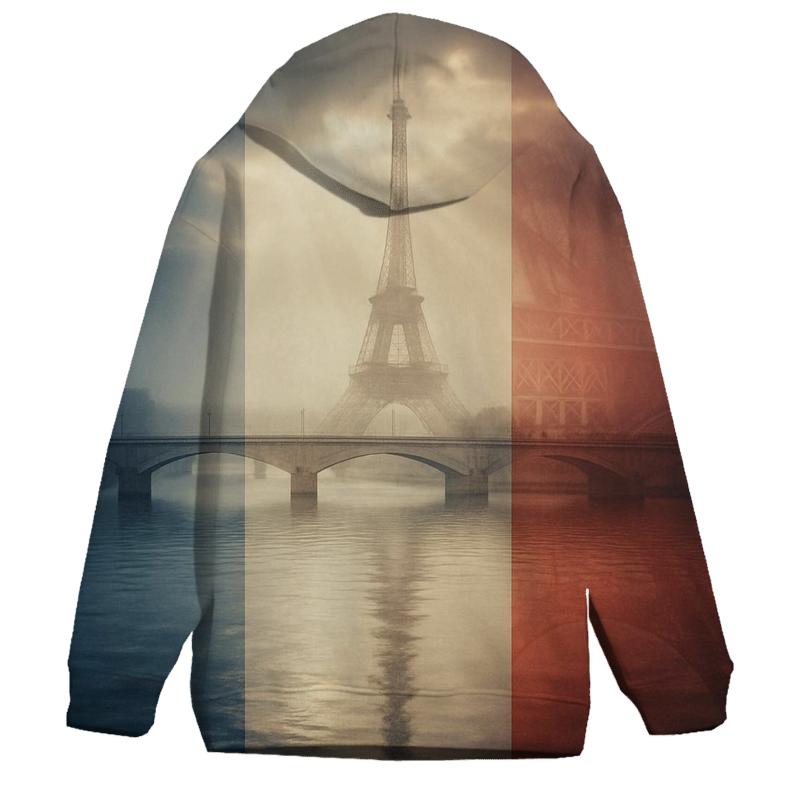 Cinematic Tricolor France Over River designer hoodies