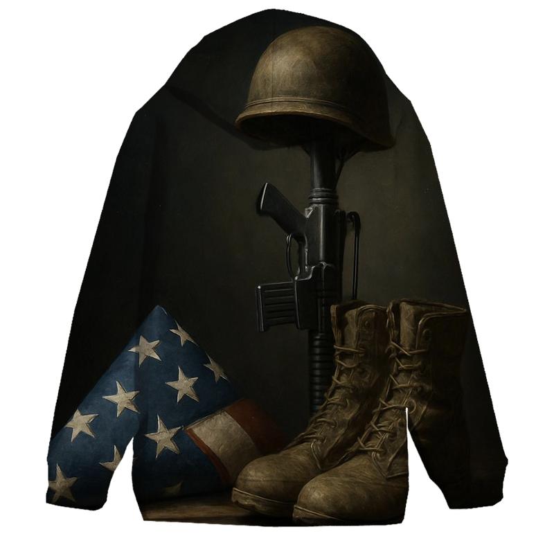 Folded Flag And Vigil Boots Still Life lightweight hoodies