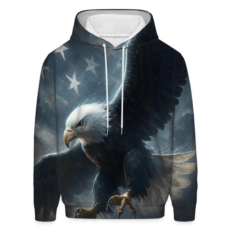 Eagle Guardian In Storm Lit Flag Sky lightweight hoodies
