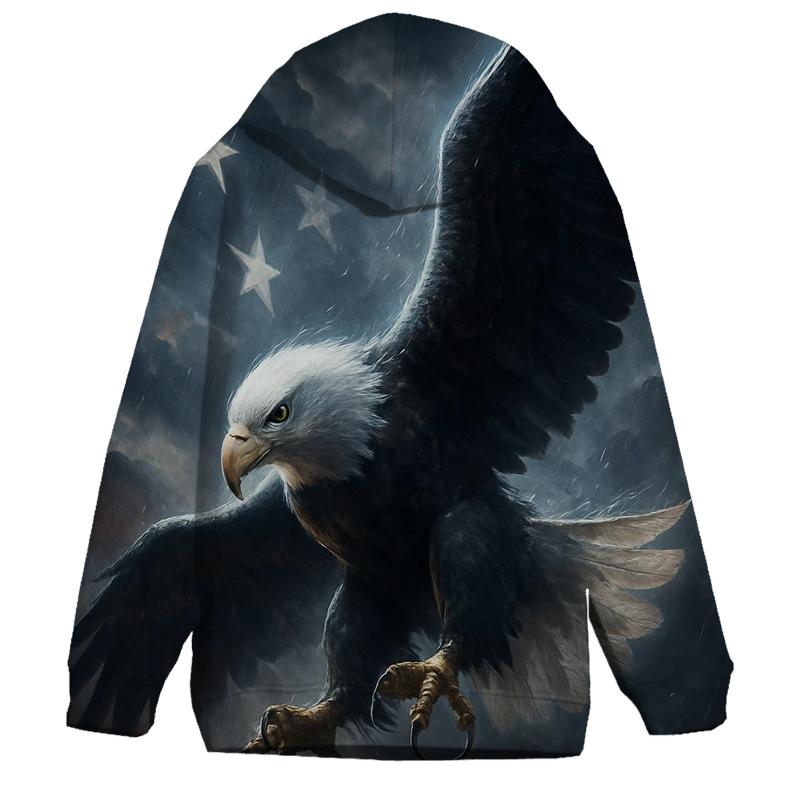 Eagle Guardian In Storm Lit Flag Sky lightweight hoodies
