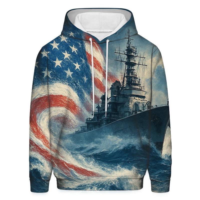 Battleship Wake Flag Surge graphic hoodies