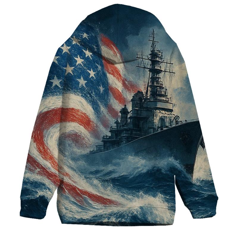 Battleship Wake Flag Surge graphic hoodies