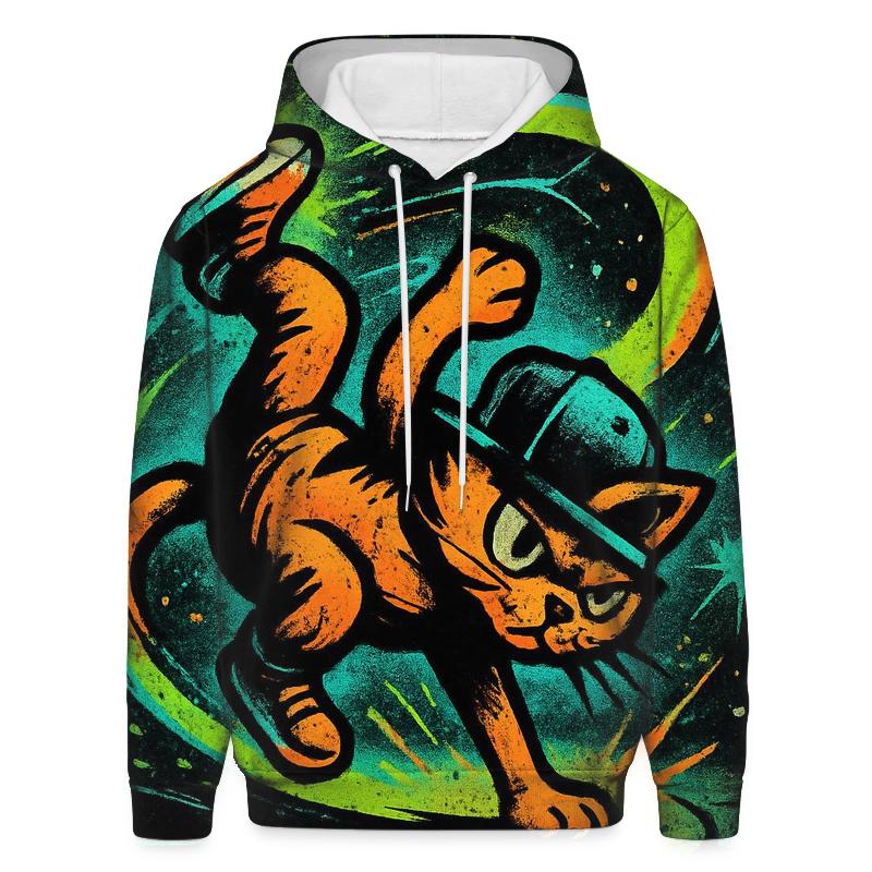 Graffiti Meteor Breakdance Cat lightweight hoodies