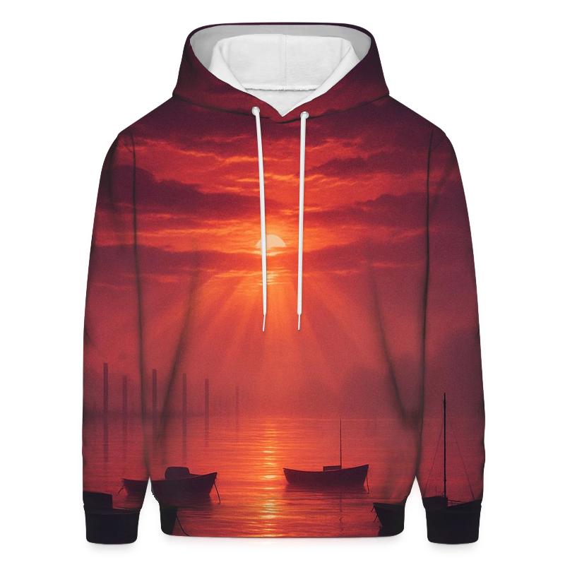 Crimson Cloud Harbor Drift graphic hoodies