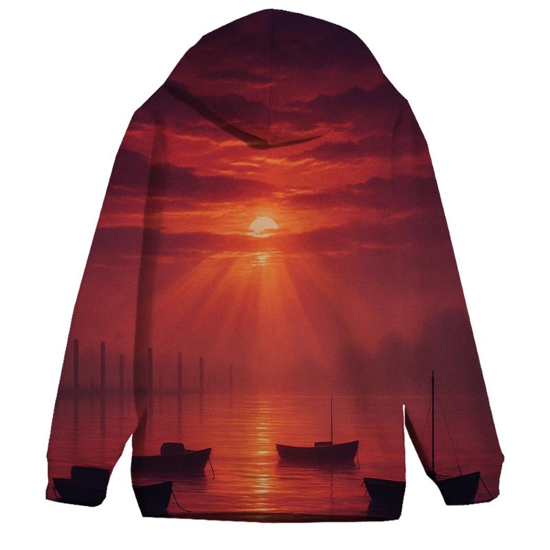 Crimson Cloud Harbor Drift graphic hoodies