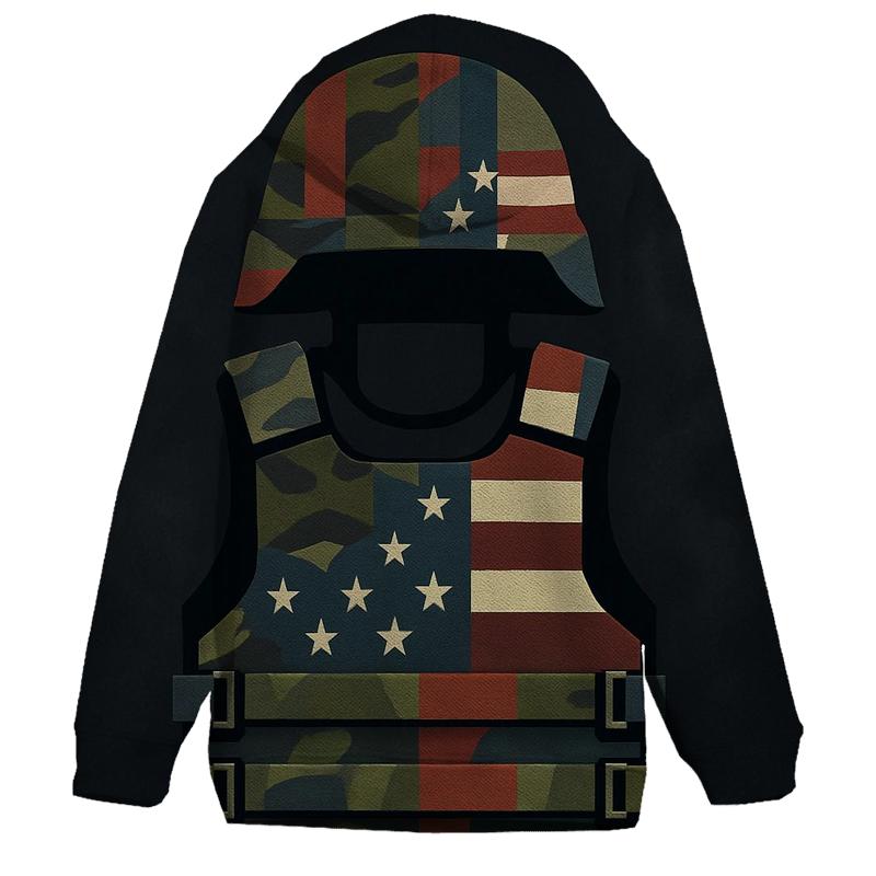 Camouflage And Stripes Armor Mosaic zip-up hoodies