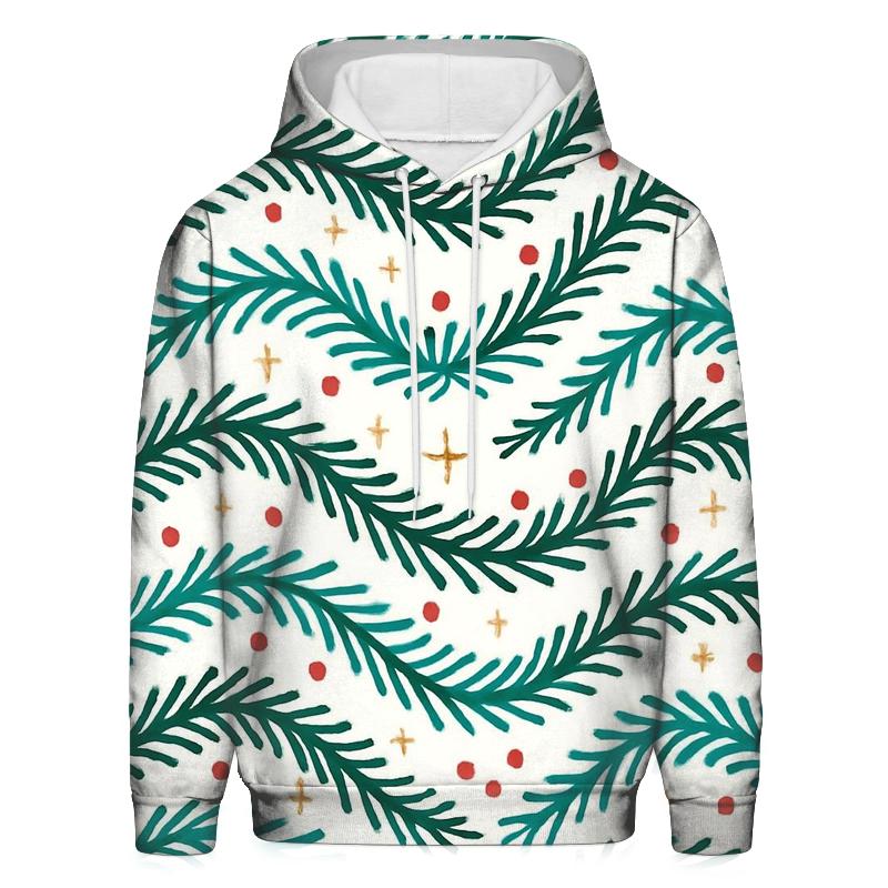 Teal Pine Branch Wave On White Background zip-up hoodies