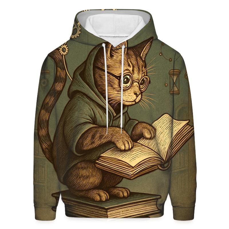 Clockwork Library Scholar Cat hoodies fashion