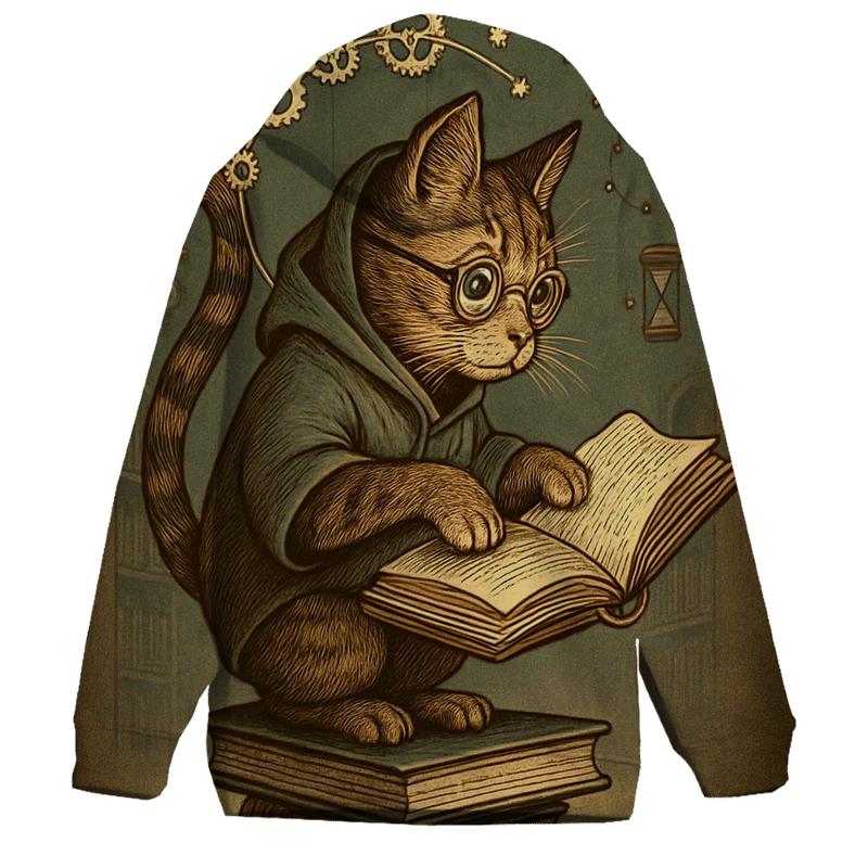 Clockwork Library Scholar Cat hoodies fashion