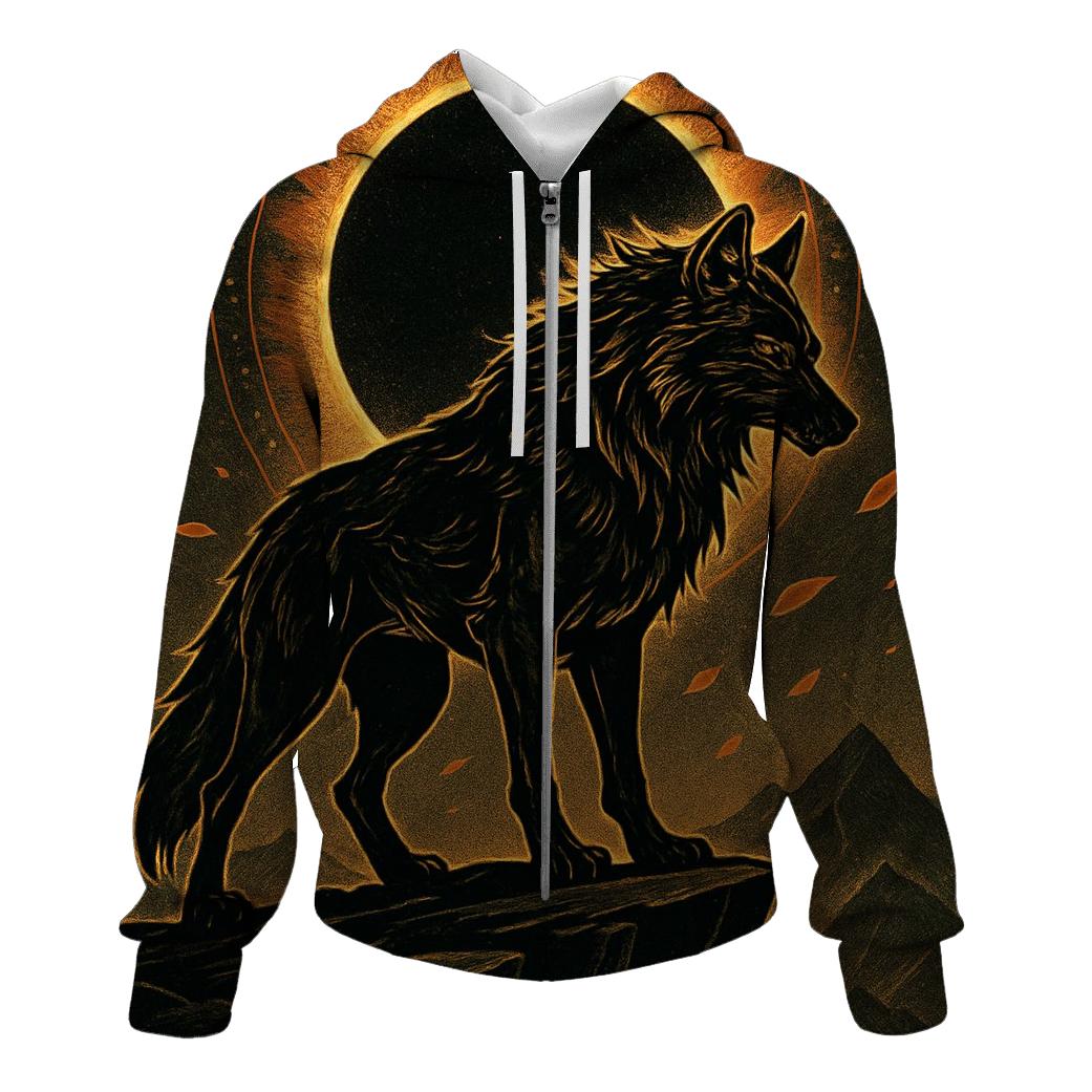 Saffron Eclipse Sentinel Wolf custom hoodies