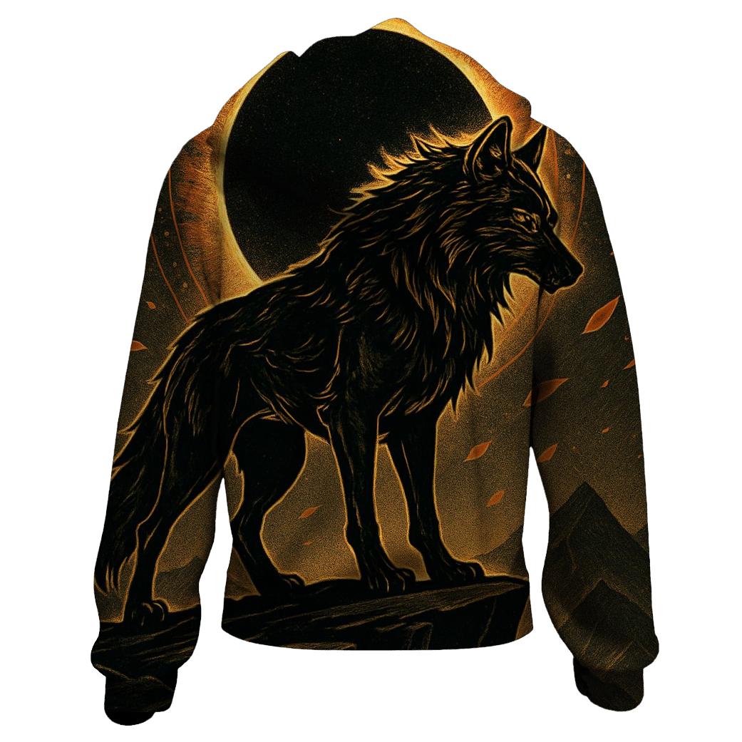 Saffron Eclipse Sentinel Wolf custom hoodies