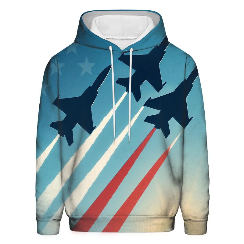 Airborne Tribute Through Sunlit Contrails embroidered hoodies