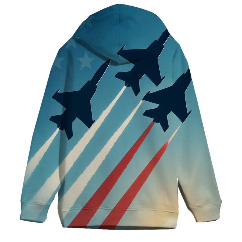 Airborne Tribute Through Sunlit Contrails embroidered hoodies