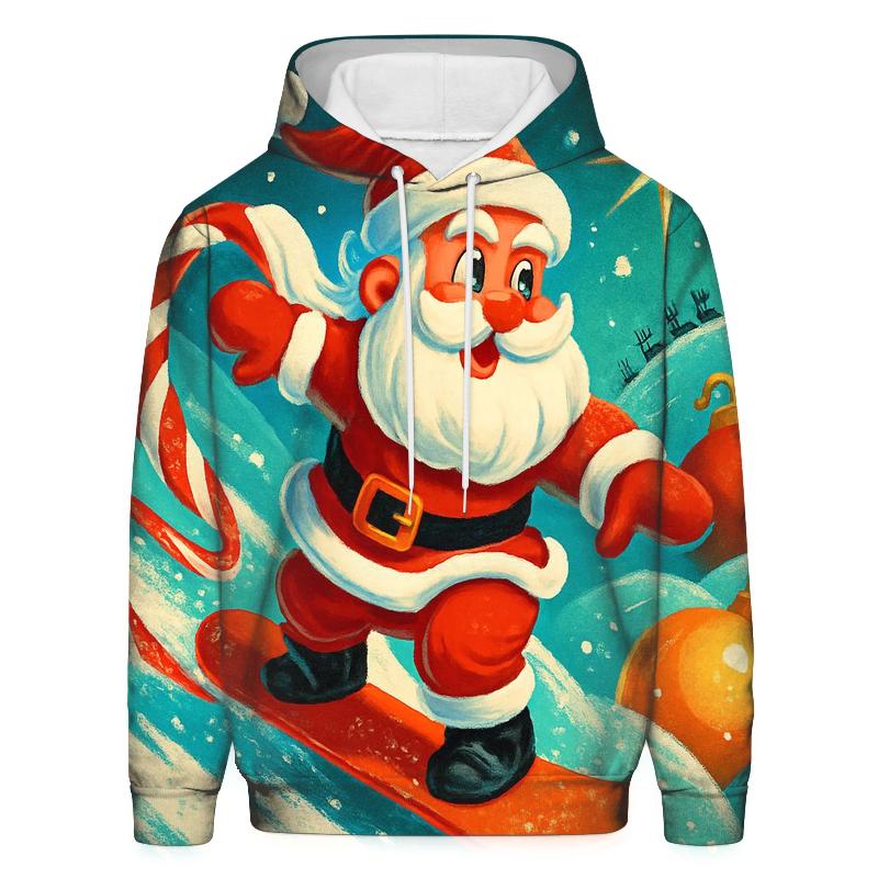 Santa Snowboard Through Candy Comet Trail hoodie trends