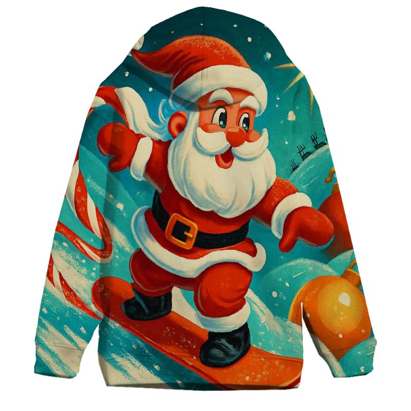 Santa Snowboard Through Candy Comet Trail hoodie trends