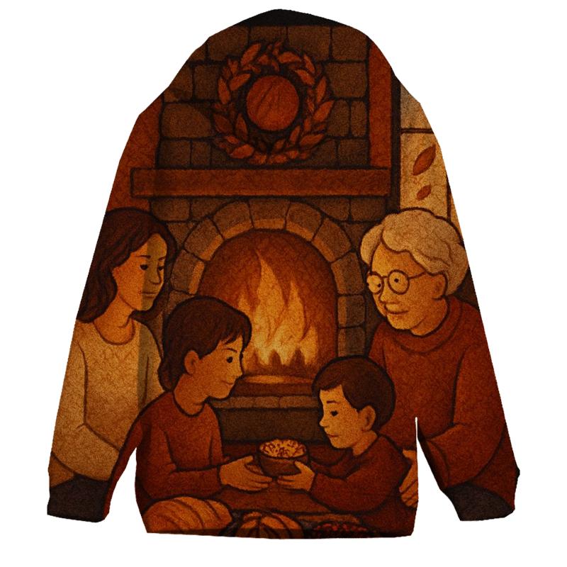 Quilted Hearthside Thanksgiving Evening designer hoodies
