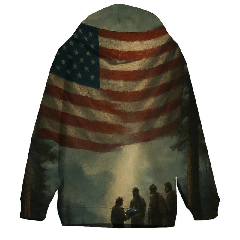 Mountain Memorial Ray Through Flag Fabric lightweight hoodies