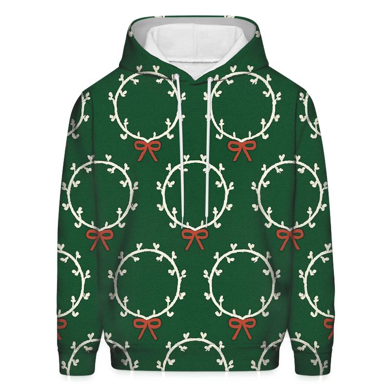 White Wreath Chain Links On Forest Green Background hoodie styles