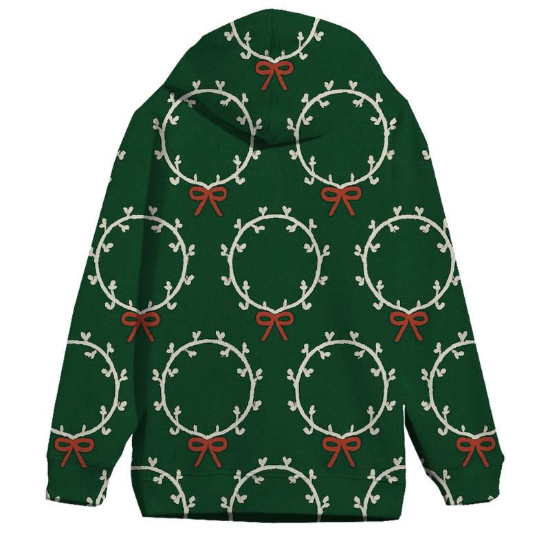 White Wreath Chain Links On Forest Green Background hoodie styles