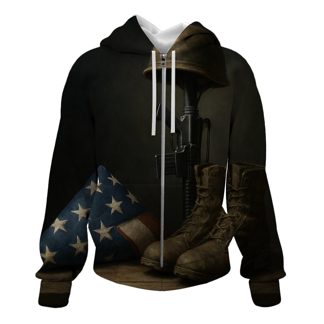 Folded Flag And Vigil Boots Still Life lightweight hoodies