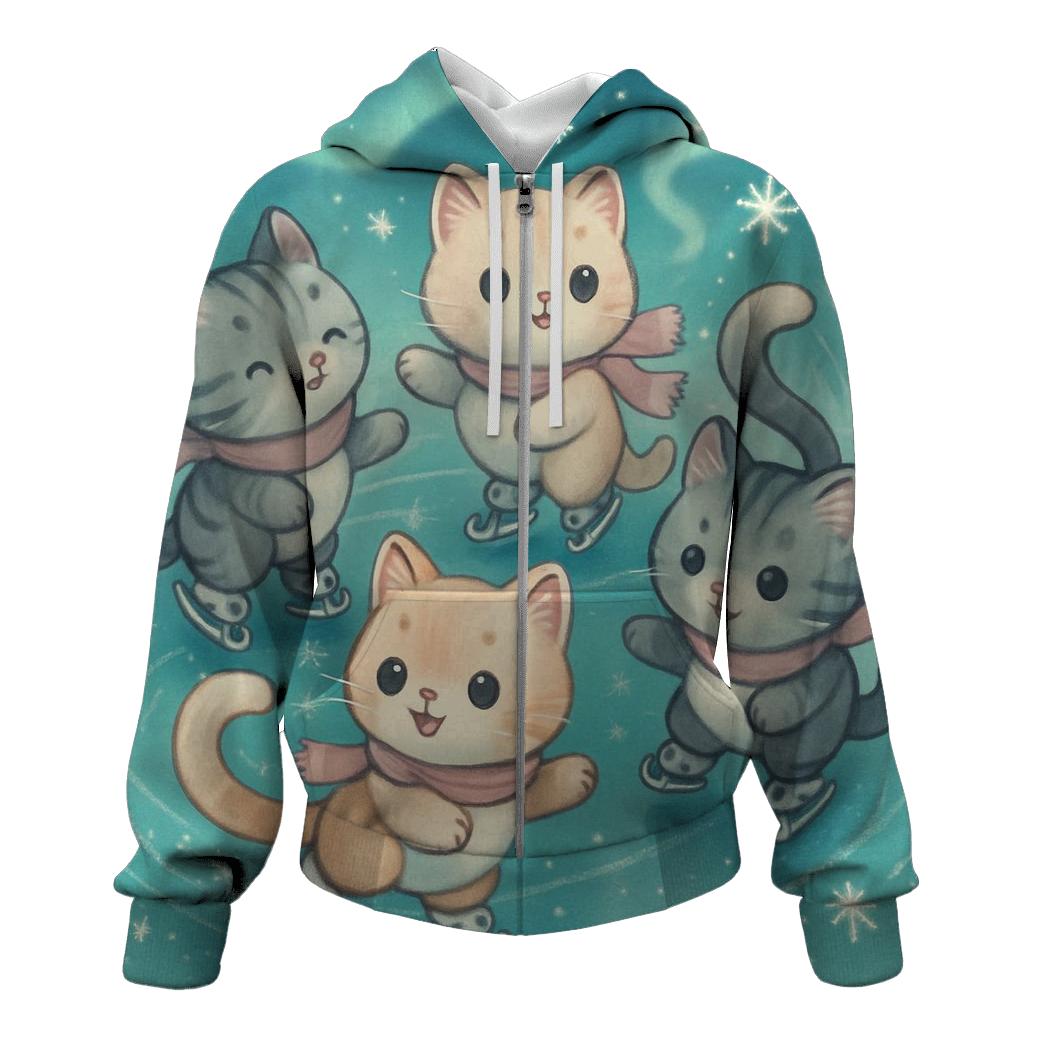 Crystal Pond Kitty Skaters printed hoodies