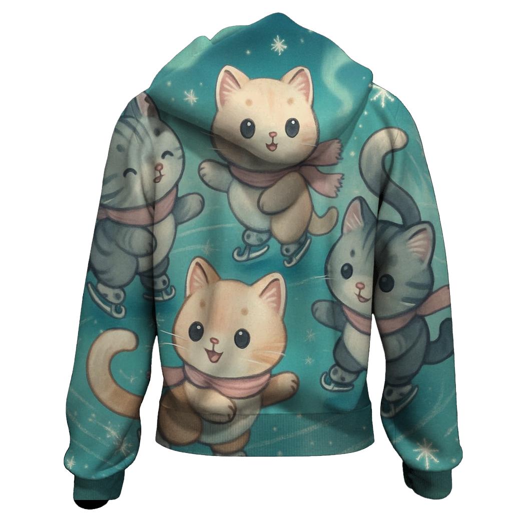 Crystal Pond Kitty Skaters printed hoodies