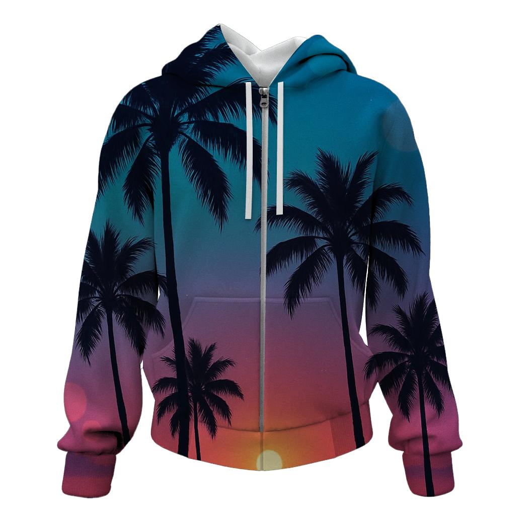 Palm Shadow Serenade zip-up hoodies