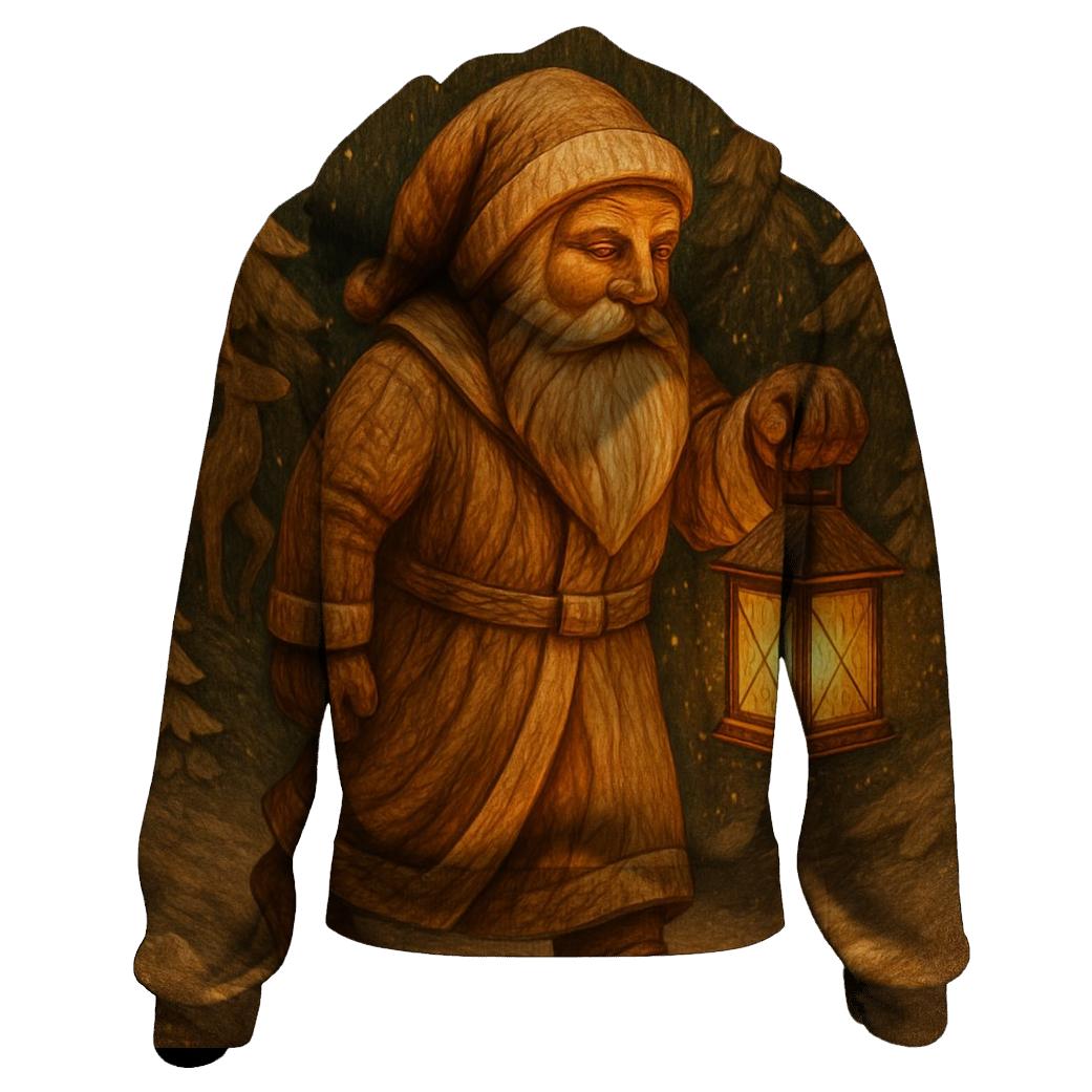 Vintage Wood Carved Santa Lantern hoodie trends