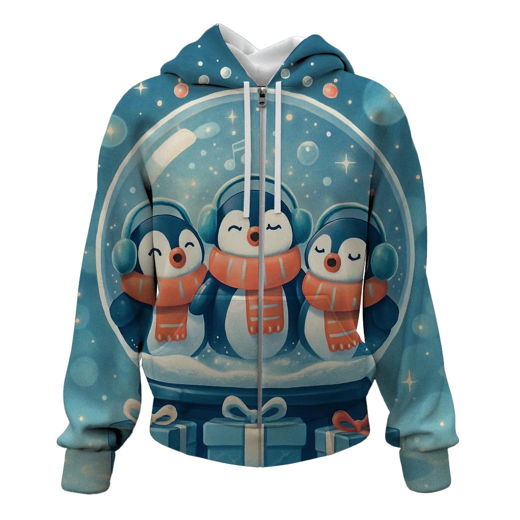 Penguin Choir Bubble Snow Globe premium hoodies